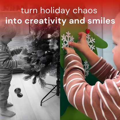 holiday sensory play, toddler Christmas activity, kid-friendly holiday decor, Christmas tree alternative for toddlers, Montessori Christmas toy