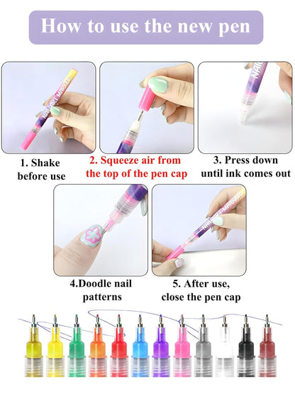 Vibrant Nail Art Pens Set