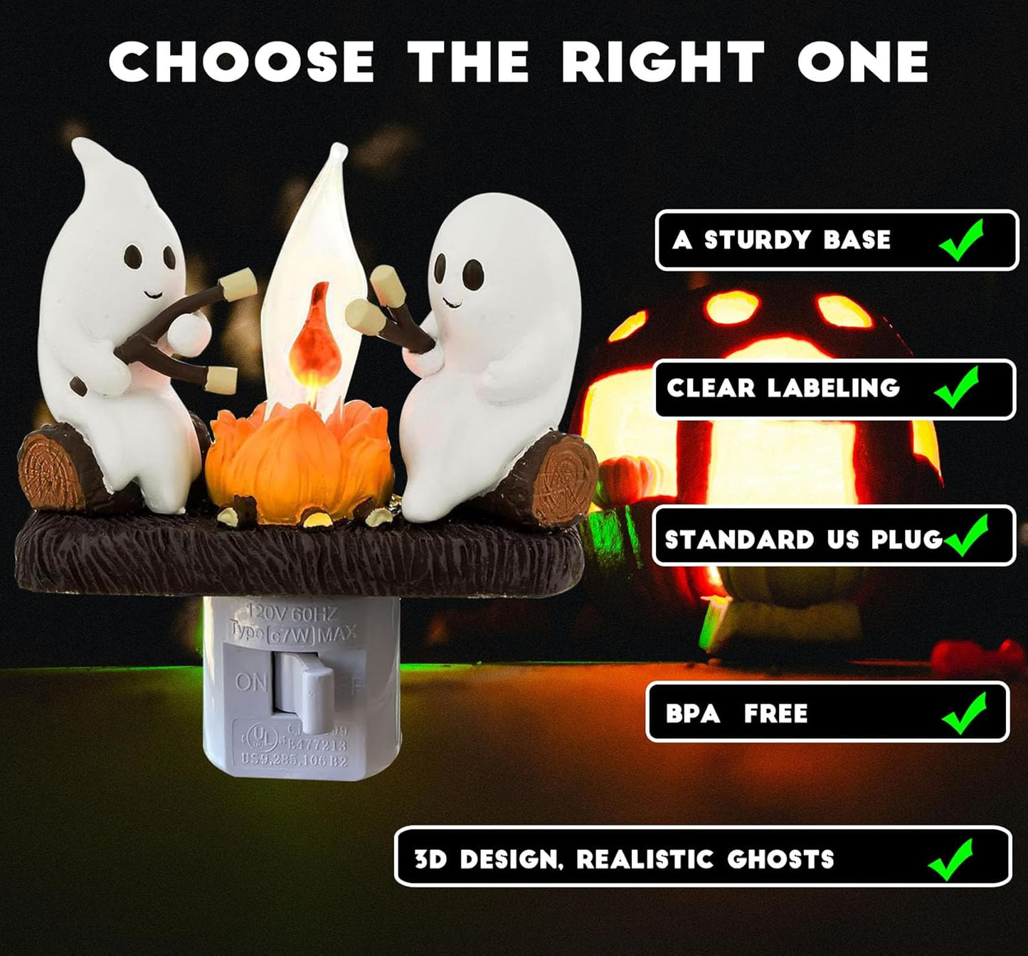 Cozy Ghost Campfire Nightlight